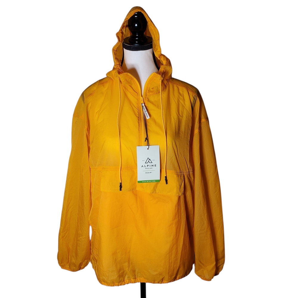 Alpine Design Womens Vibrant Orange Windbreaker With Hood Very Light Weight Sm